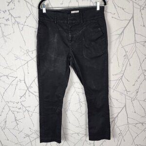 KOTN Black Egyptian Cotton Stretch Twill High Rise Slim Leg Ankle Pants